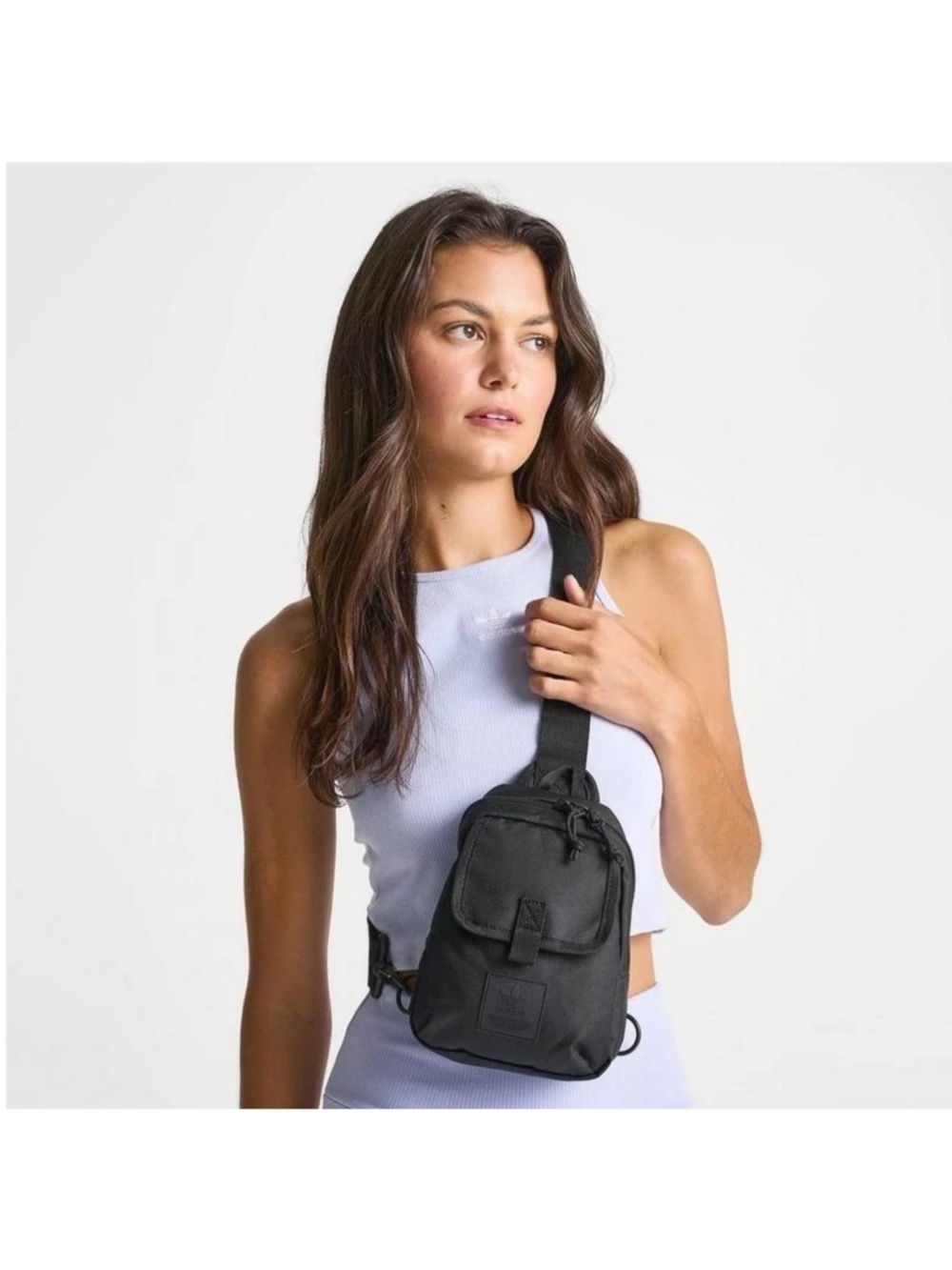 NEW adidas Original Utility Mini Sling Bag Unisex IU9313 Black/Night Grey - Picture 2 of 16
